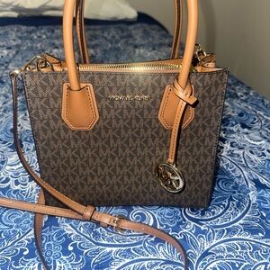 Michael Kors Brown and Tan Tote Crossbody Bag